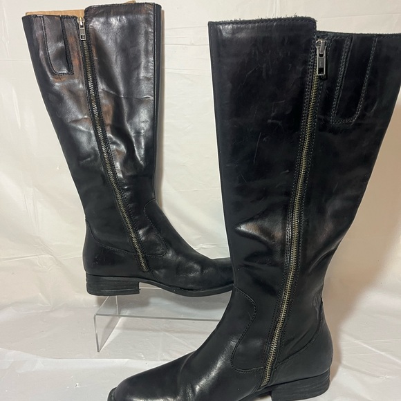 Born Cook Braided Side Leather Suede Tall Boots black size 8 - Picture 7 of 16